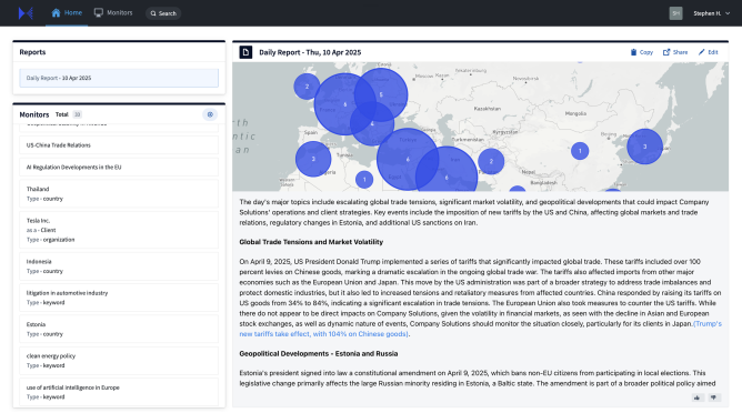Hence Global Launches AI Risk Advisor to Shield Companies from Geopolitical Shocks 2 Hence Global Daily Report Light Map