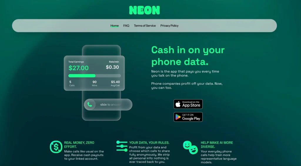 Read more about the article Neon App Pays Users to Record Calls, Sells Data to AI Firms—Privacy Concerns Skyrocket