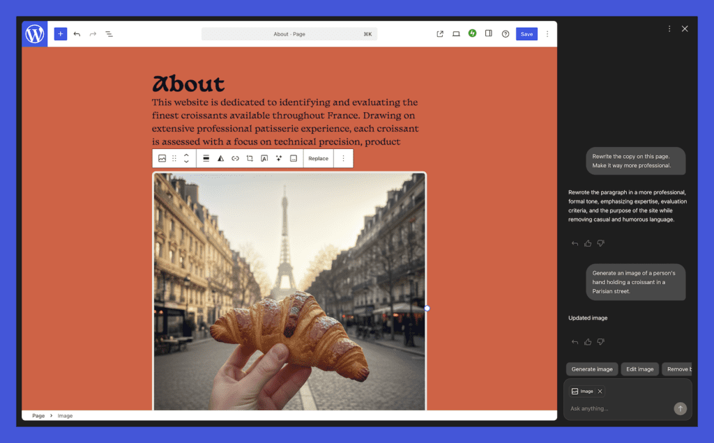 wordpress ai assistant page editor