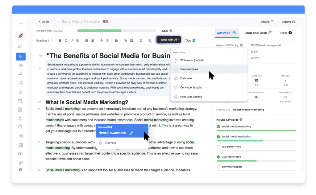 growthbar content generator blog