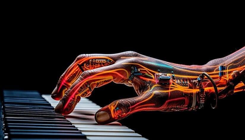 10 Best AI Music Tools That Are Revolutionizing How Hit Songs Are Made 13 robotic hand pressing keyboard