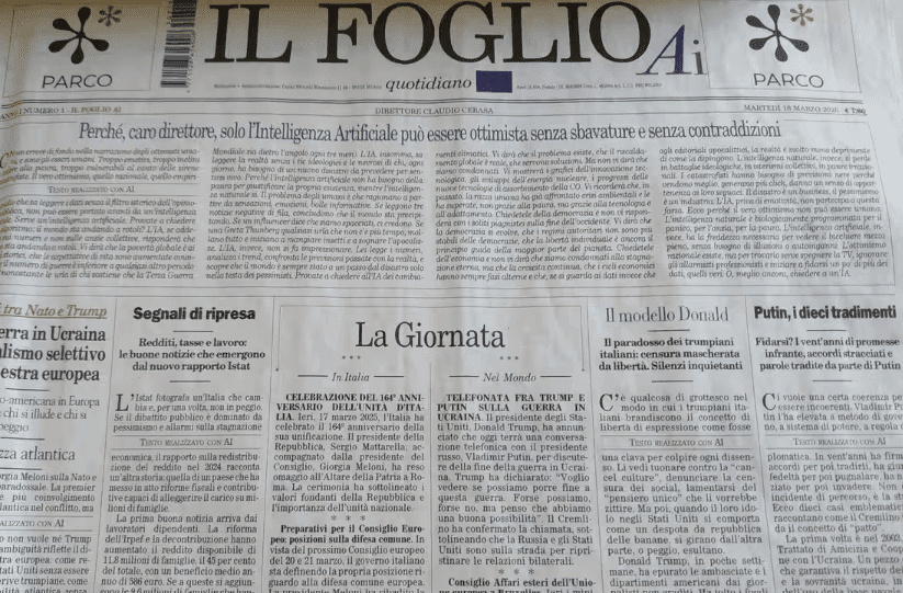 Read more about the article Il Foglio Publishes World’s First AI-Generated Newspaper