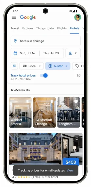 Hotel price tracking