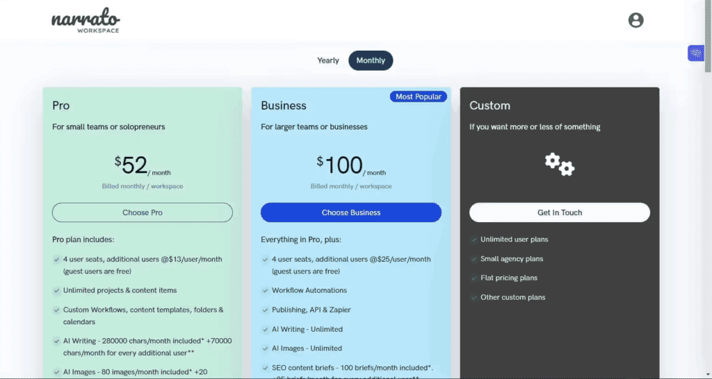 Narrato Pricing