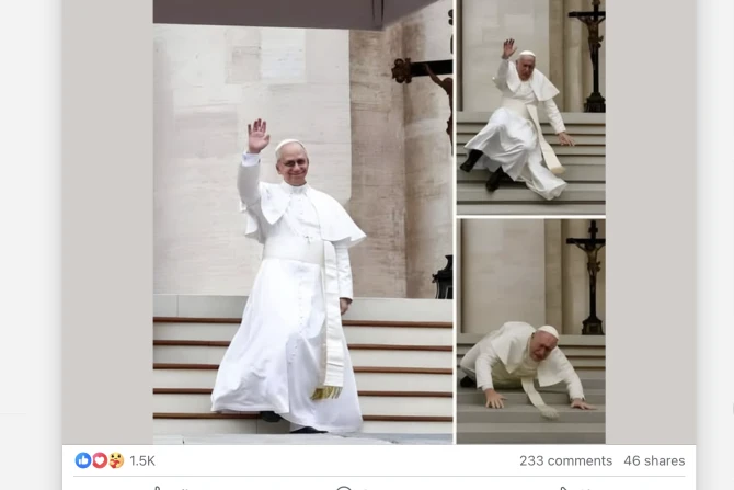 pope leo xiv fake falling down stairs screenshot